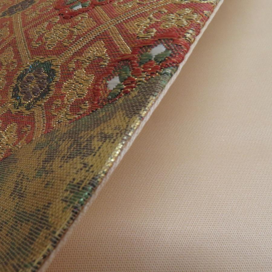 袋帯 亀甲に切嵌模様 金糸 ラメ糸色 ゴールドx多色 六通柄 正絹