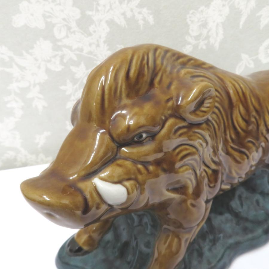 九谷焼 骨董・民芸品 宮本光夫 九谷光吉 干支 亥 猪 置物 陶歴有 箱有