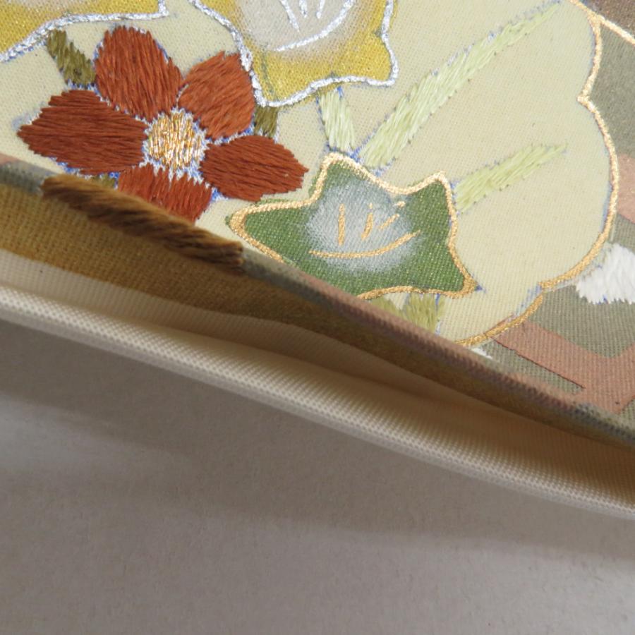 正絹 六通袋帯【刺繍 花々 雪輪】 【公式通販】