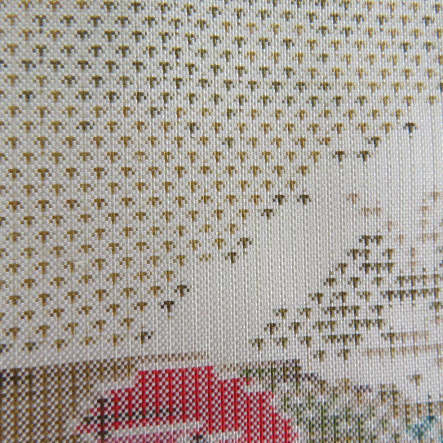 紬 着物 本場大島紬 証紙付き 白大島 扇子模様 ベージュx薄茶色x赤色