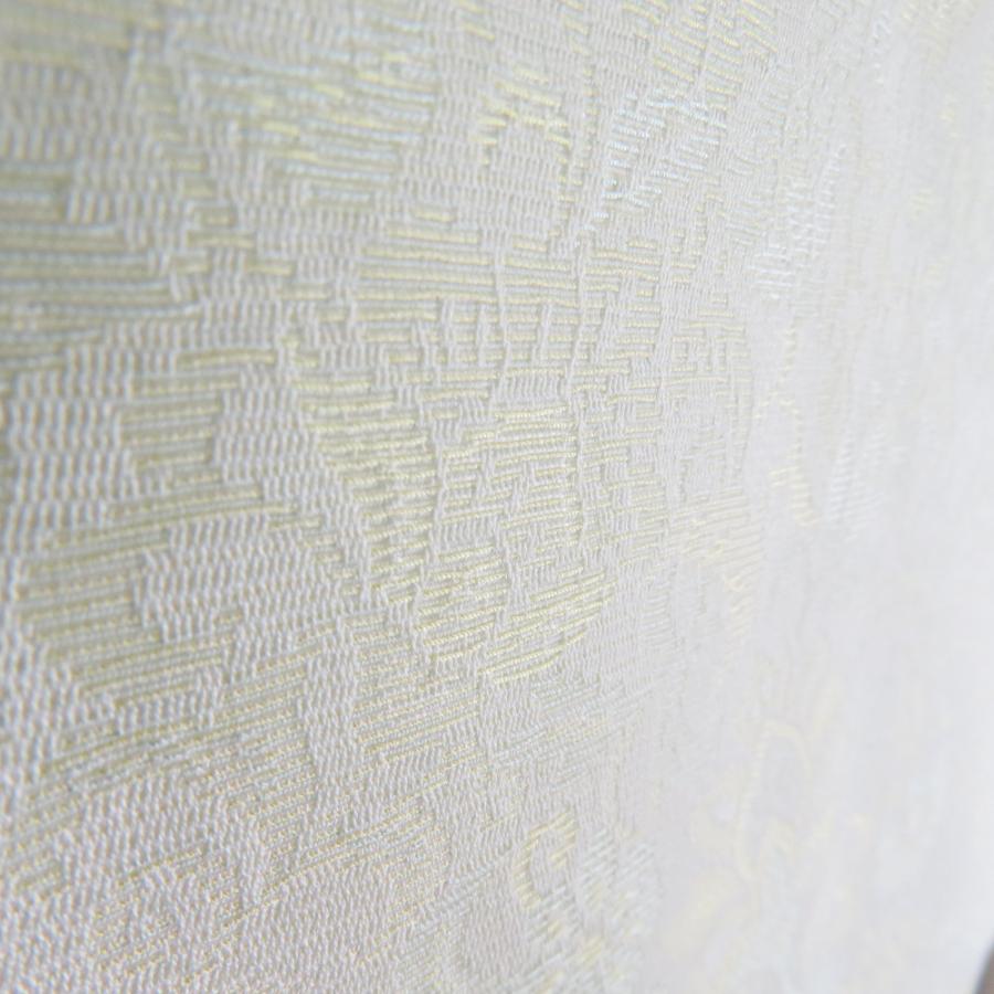 色無地 黄金繭 黄緑色 唐草に鳳凰地紋 袷 広衿 正絹 仕立て上がり着物