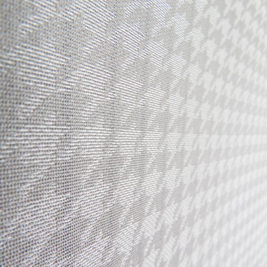 小紋 片身変わり 縞模様x千鳥格子模様 グレー 単衣 広衿 正絹 仕立て