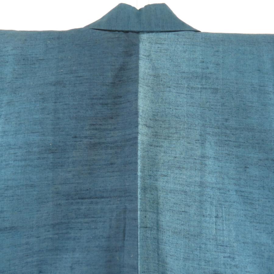紬 着物 かつお縞 青色 単衣 バチ衿 正絹 仕立て上がり着物 身丈157cm 【キモノオフ野々市若松店】 紬 着物 かつお縞 青色 単衣 バチ衿 正絹 仕立て上がり着物 身丈157cm