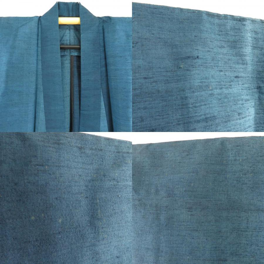 紬 着物 横縞文様 薄茶色 単衣 バチ衿 正絹 一つ紋 蔦紋 カジュアル着物 仕立て上がり 身丈157cm 紬 着物 横縞文様 薄茶色 単衣 バチ衿 正絹 一つ紋 蔦紋 カジュアル
