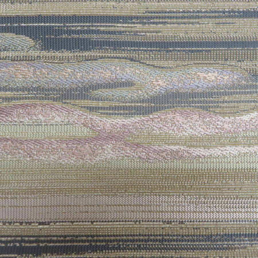 袋帯 双全通撚金華山 正絹 モール織り リバーシブル 高級 銀糸