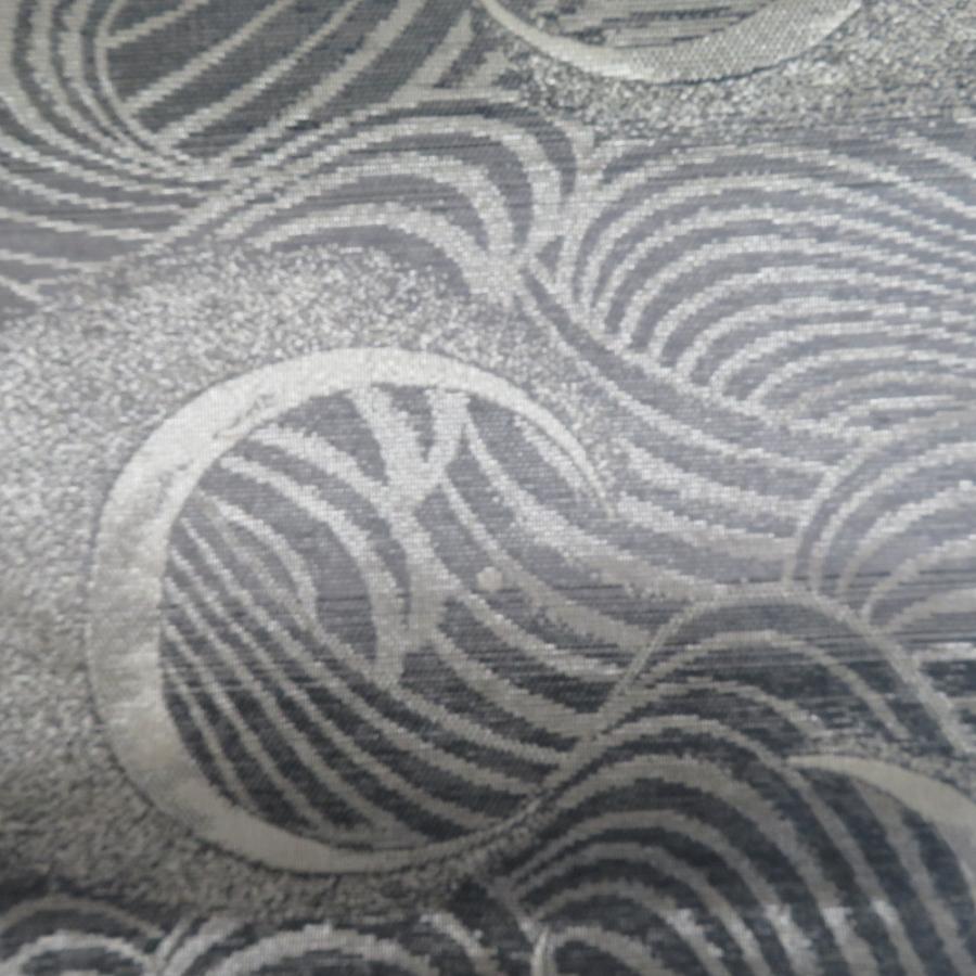 袋帯 双全通撚金華山 正絹 モール織り リバーシブル 高級 銀糸 グレー