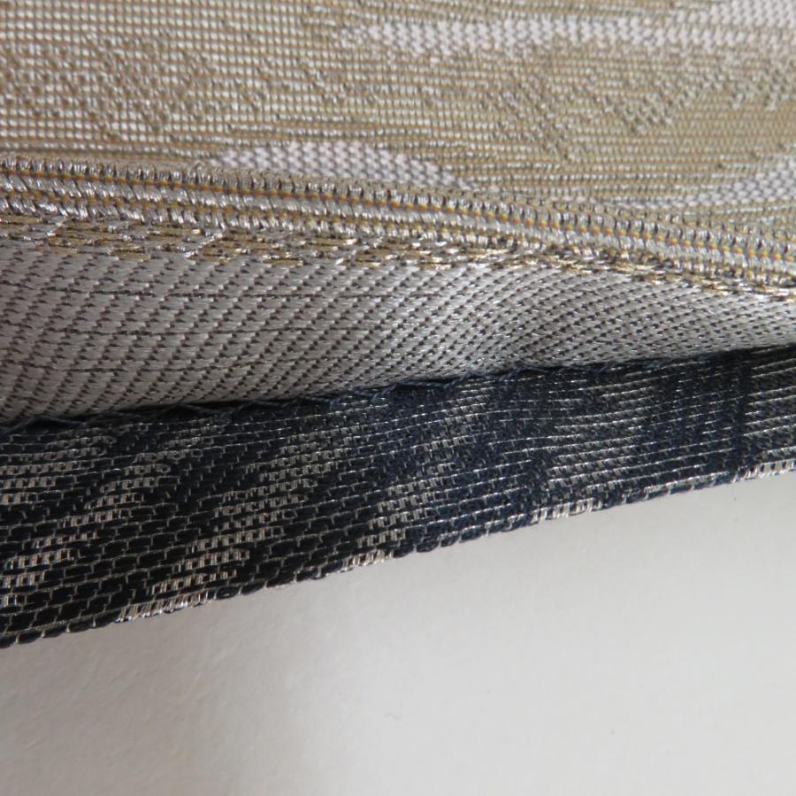 袋帯 双全通撚金華山 正絹 モール織り リバーシブル 高級 銀糸 グレー