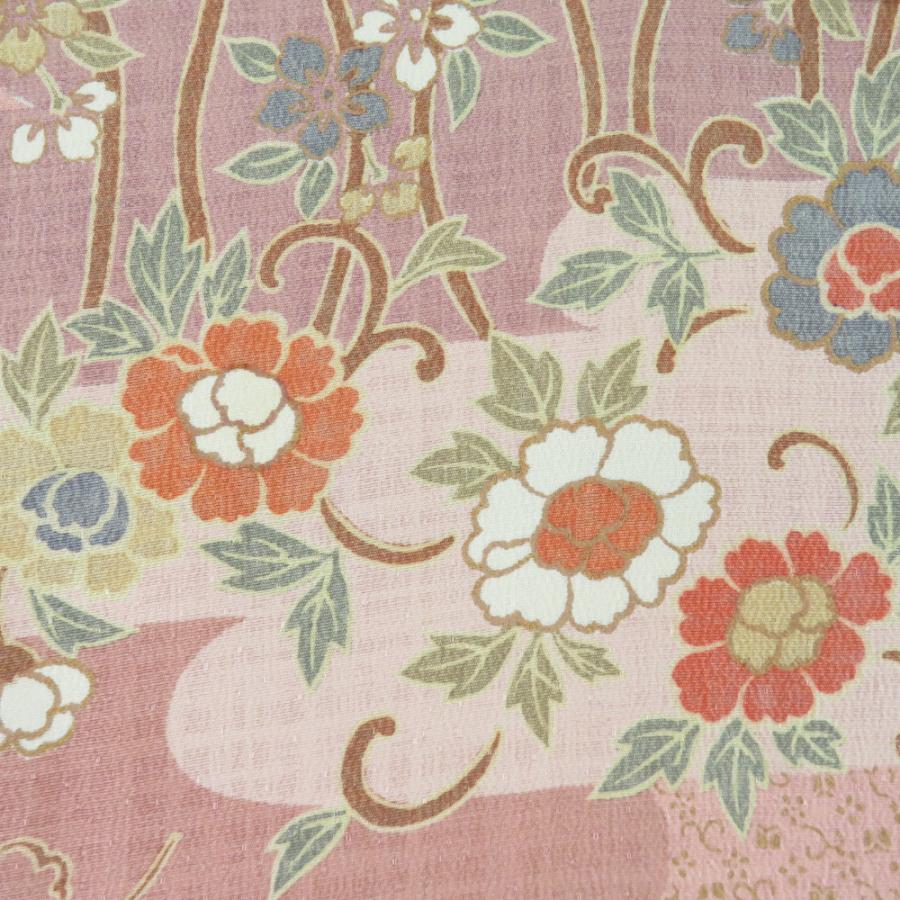 小紋 くすみピンクｘ多色 小花に霞模様 正絹 袷 広衿 仕立て上がり着物 身丈158cm 【キモノオフ野々市若松店】 小紋 くすみピンクx多色 小花に霞模様 正絹 袷 広衿 仕立て上がり着物