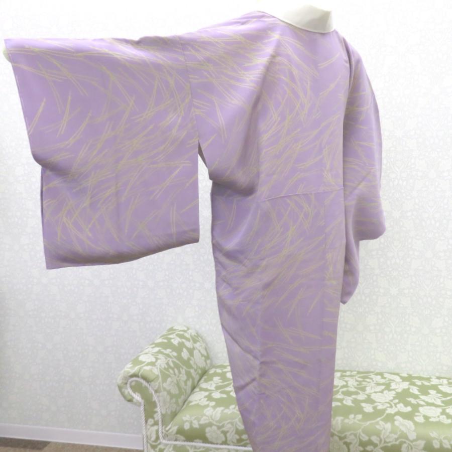 襦袢 長襦袢 紫 ベージュ 松葉 袷仕立て バチ衿 正絹 しつけ糸付き 