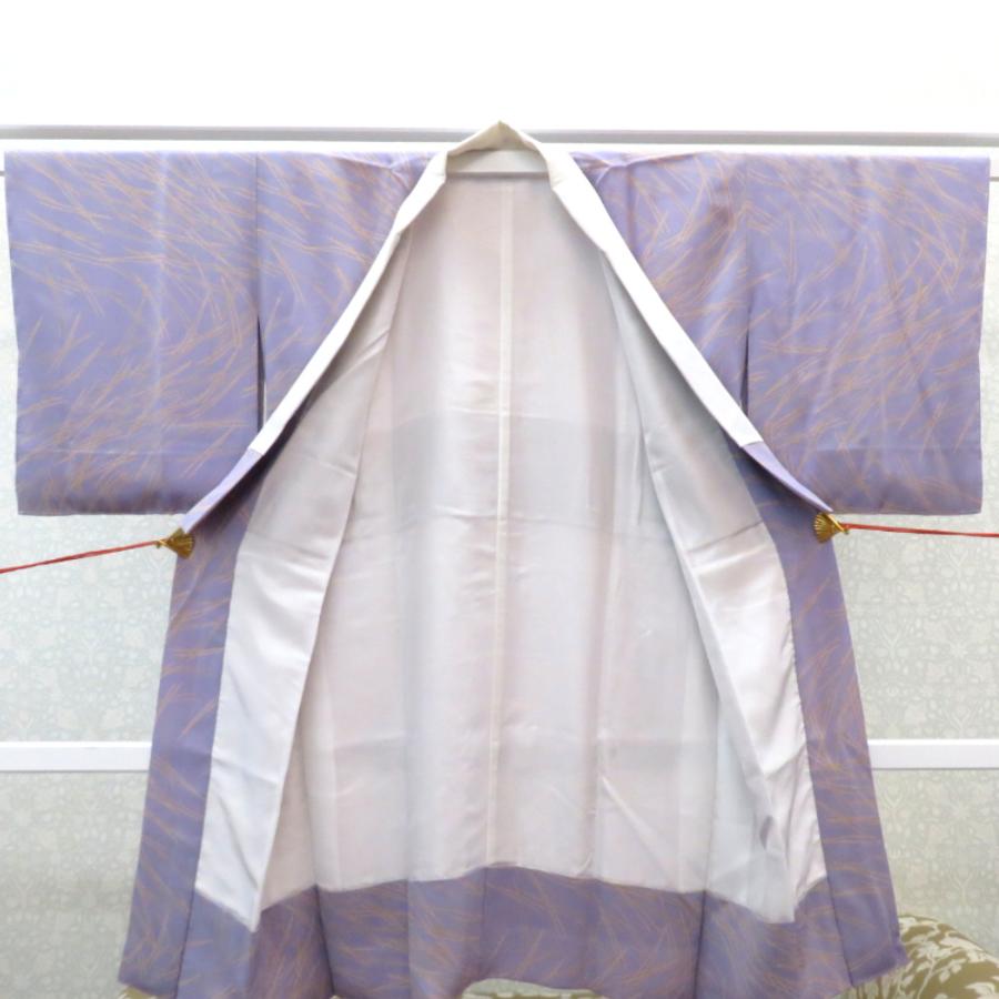 襦袢 長襦袢 紫 ベージュ 松葉 袷仕立て バチ衿 正絹 しつけ糸付き 普段使い 吉祥文様 身丈109cm 【キモノオフ野々市若松店】 襦袢 長襦袢 紫 ベージュ 松葉 袷仕立て バチ衿 正絹 しつけ糸付き