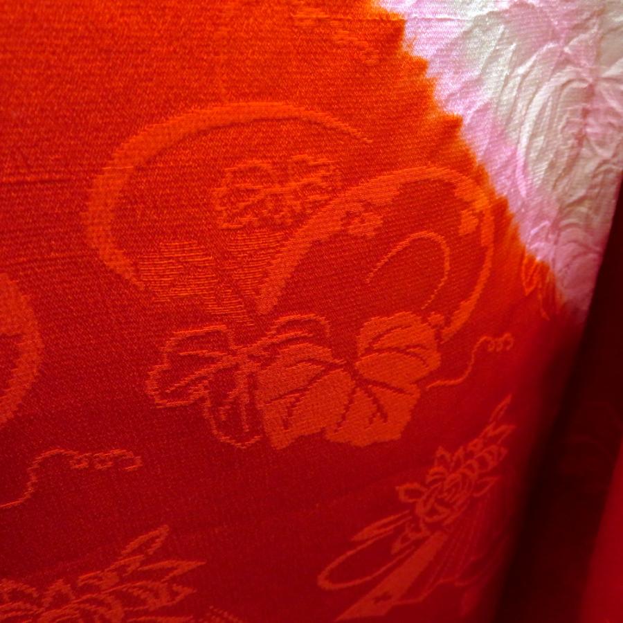 襦袢 昔襦袢 長襦袢 振袖用 アンティーク バチ衿 正絹 赤 白 ピンク