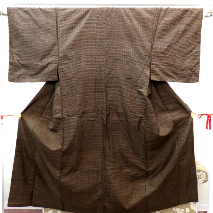 男着物 男性用 紬アンサンブルセット 袷 茶 ベージュ 正絹 男性用きもの メンズ 仕立て上がり 羽織＆着物 和服 男物 カジュアル 身丈147.5cm 【キモノオフ野々市若松店】 男着物 男性用 紬アンサンブルセット 袷 茶 ベージュ 正絹 男性用