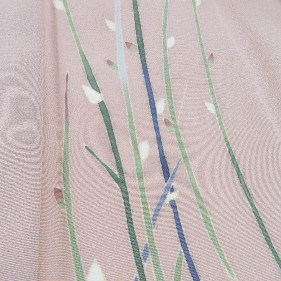 本加賀友禅 色留袖 金丸充夫 猫柳文様 桃紫色 作家物 落款入 正絹 袷 広衿 紋なし 訪問着仕立て 本場加賀友禅染 身丈161cm 美品 本加賀友禅 色留袖 金丸充夫 猫柳文様 桃紫色 作家物 落款入 正絹 袷