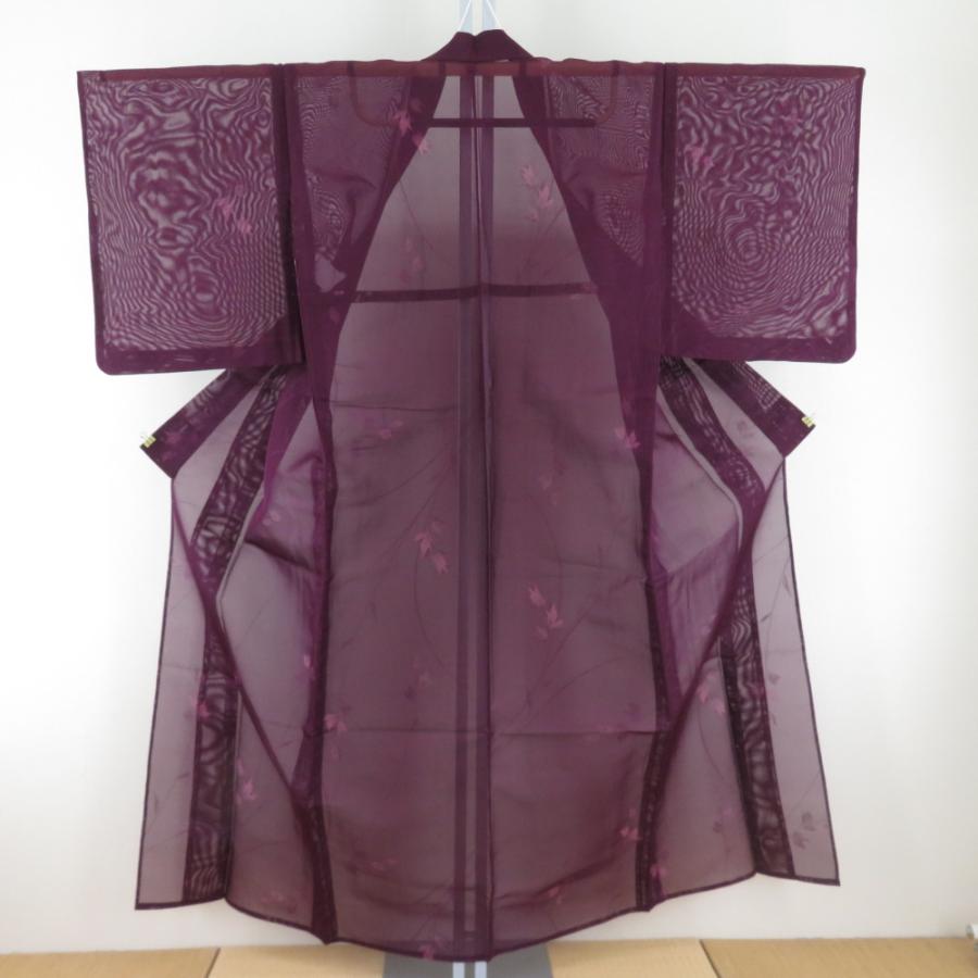 単衣　絽　紗　小紋フルセット　地紙　露芝　紫色　着物　L5 Amazon.co.jp: 《絽 夏物色無地》紫色の絽着物（セットご購入可