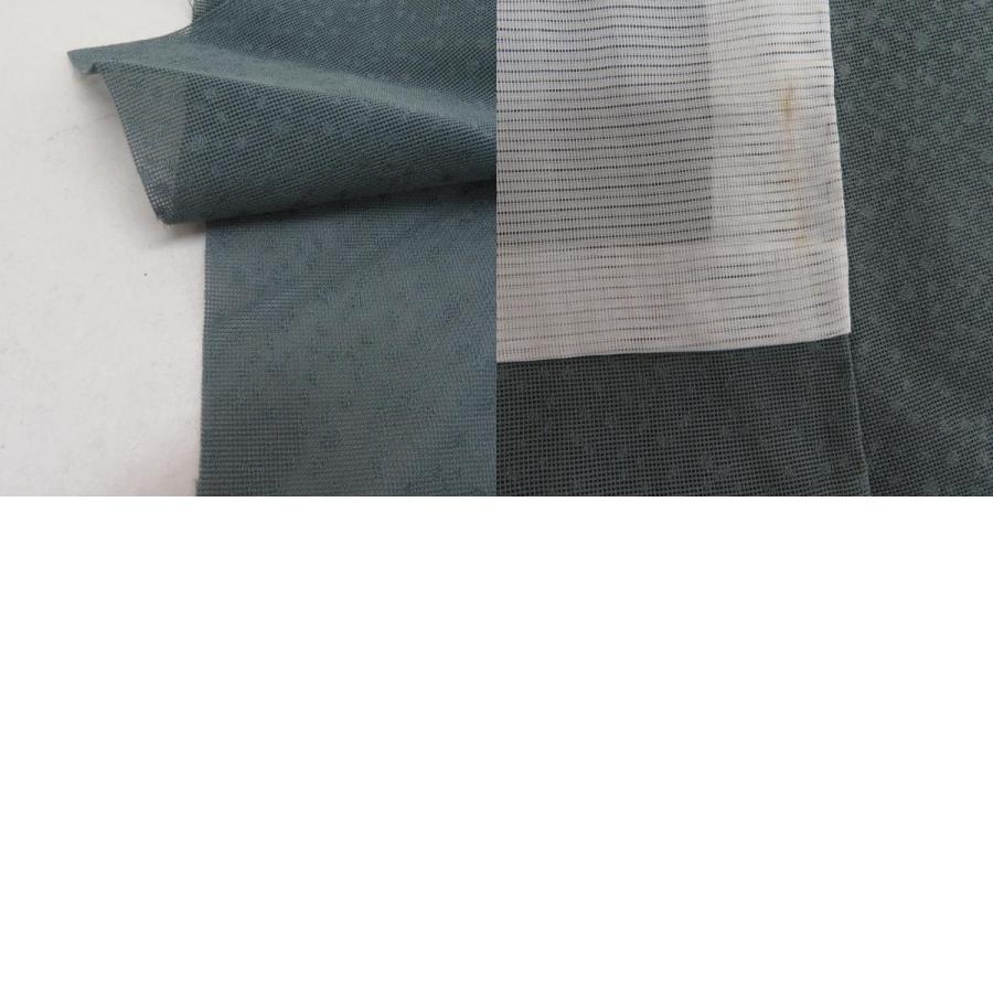 色無地 夏用 紗 単衣 広衿 絹 緑色 一つ紋 縫い紋 織田瓜紋 仕立て