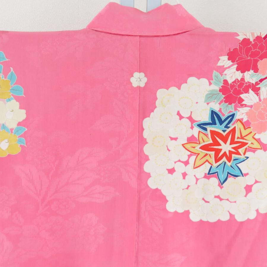 アンティーク 子ども着物 四つ身 鮮やかな発色のピンク アンティーク