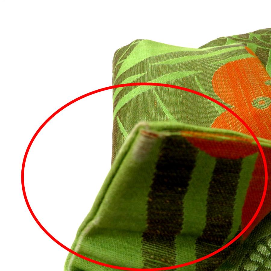 昔 子供帯 アンティーク 正絹 丸帯仕立 緑 白 オレンジ 青 茶 橋 松 花 レトロ 大正ロマン 昔着物 長さ336cm |  | 07