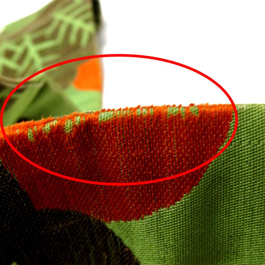 昔 子供帯 アンティーク 正絹 丸帯仕立 緑 白 オレンジ 青 茶 橋 松 花 レトロ 大正ロマン 昔着物 長さ336cm |  | 08