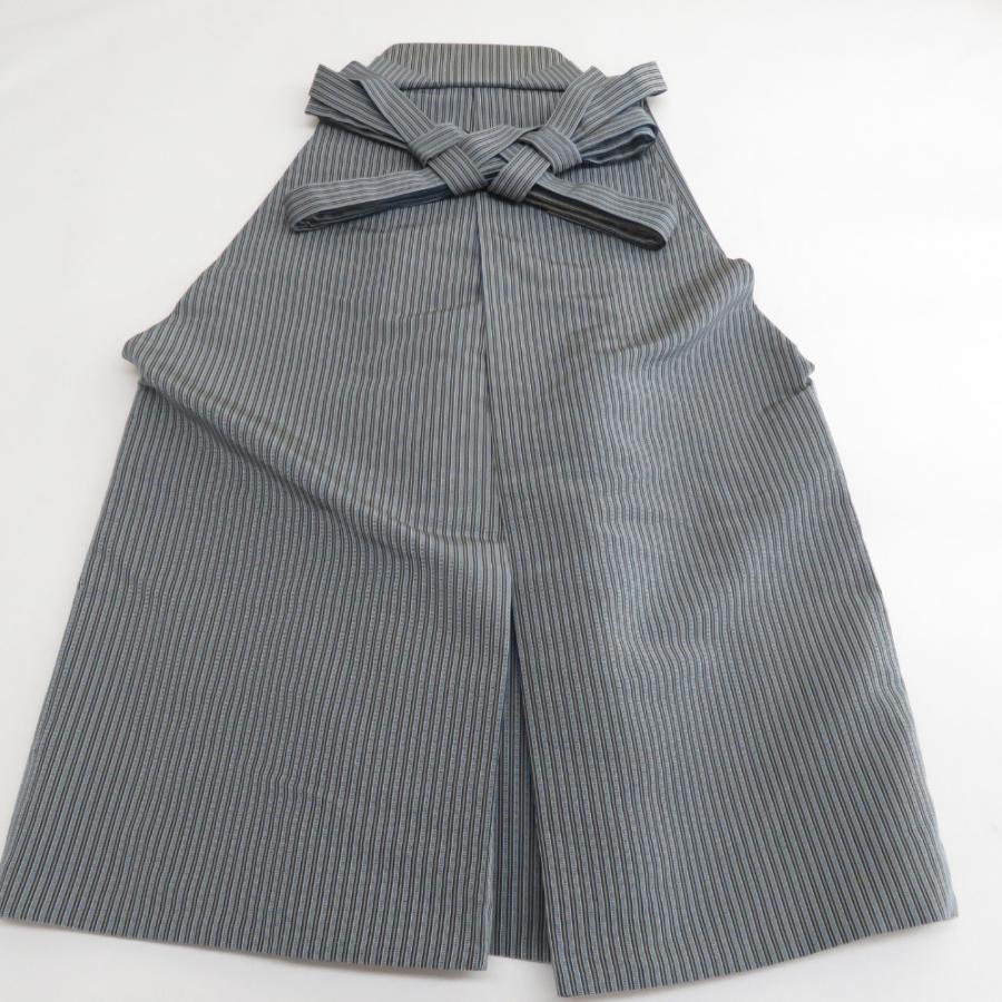 袴 男性用 人間国宝 甲田綏郎 精好仙台平 馬乗り袴 絹 紐下約81cm 紺色  