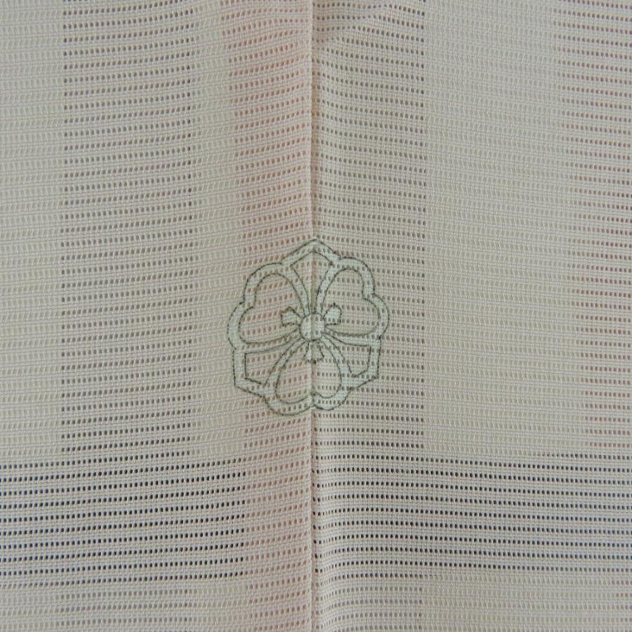 夏着物 色無地 絽 広衿 正絹 薄ピンク色 一つ紋 剣片喰紋 夏用