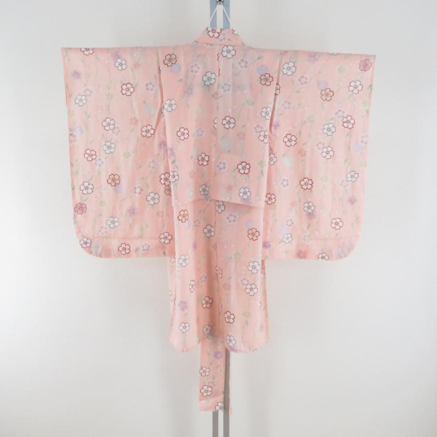 子供着物 夏用 絽 正絹 女の子用 四つ身 襦袢セット サーモンピンク 桜
