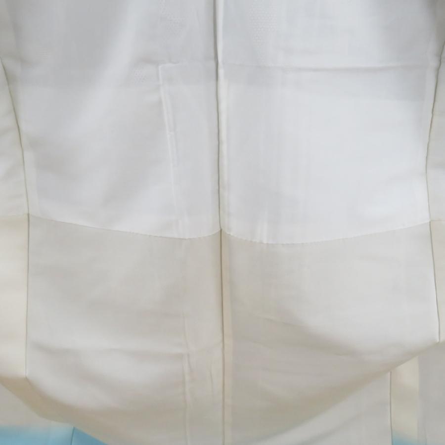 紬 着物 四角模様 白色ｘ黒色 格子に亀甲 バチ衿 絹 仕立て上がり着物 身丈160cm |  | 07