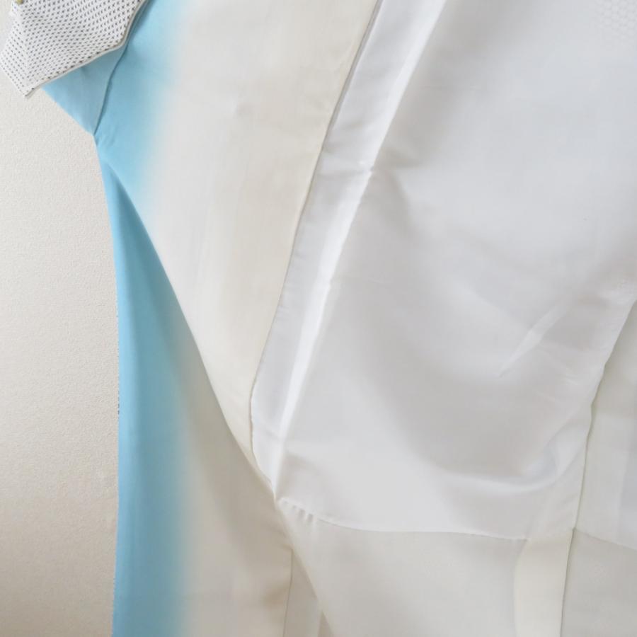 紬 着物 四角模様 白色ｘ黒色 格子に亀甲 バチ衿 絹 仕立て上がり着物 身丈160cm |  | 08