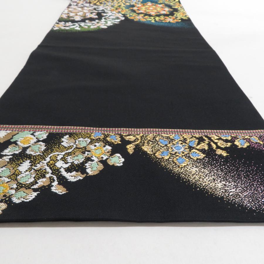 袋帯 たつむら 八綾彩環文 六通柄 黒色ｘ金色ｘ多色 カラフル 金糸銀糸 正絹 仕立て上がり 長さ432cm |  | 04