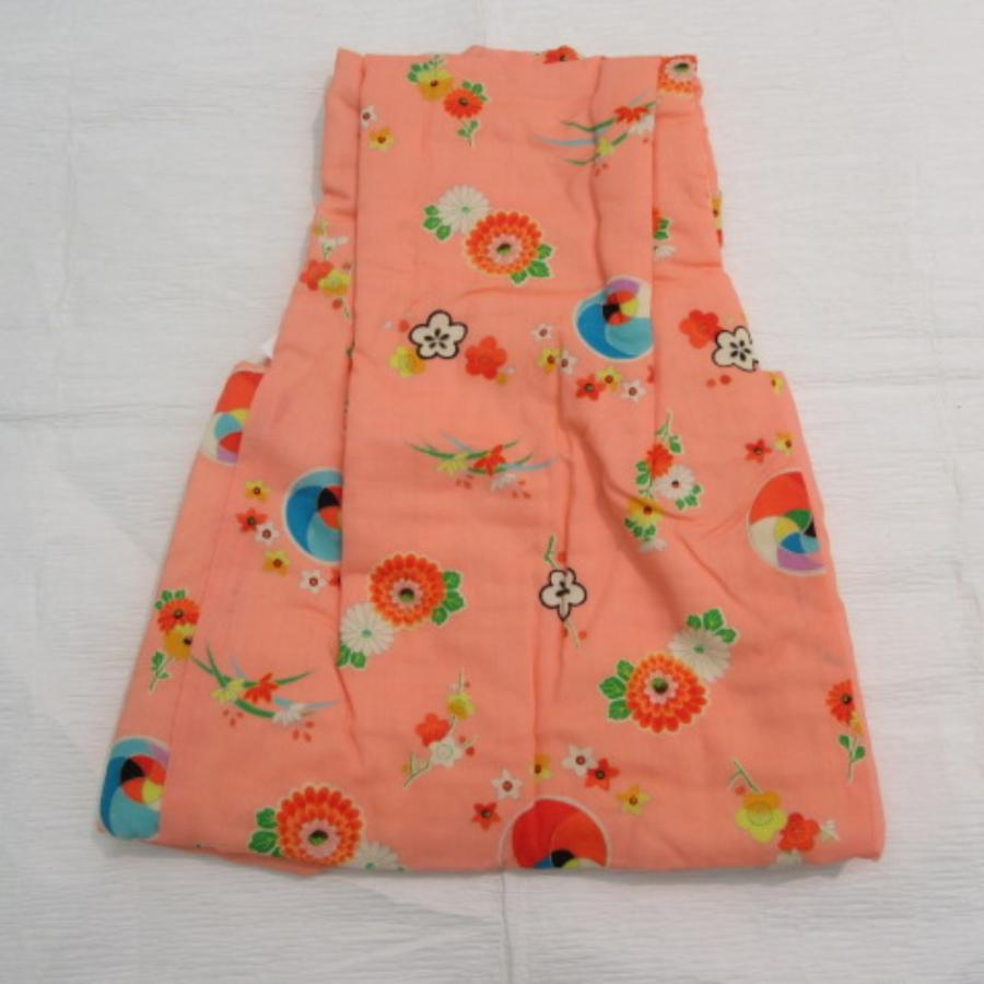 女児綿入れベスト 身丈(肩から)45cm(1尺1寸8分) サーモンピンク マリ 花 リメイク |  | 01