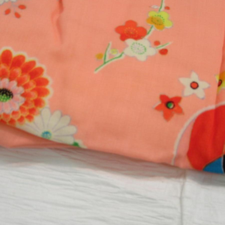 女児綿入れベスト 身丈(肩から)45cm(1尺1寸8分) サーモンピンク マリ 花 リメイク |  | 02