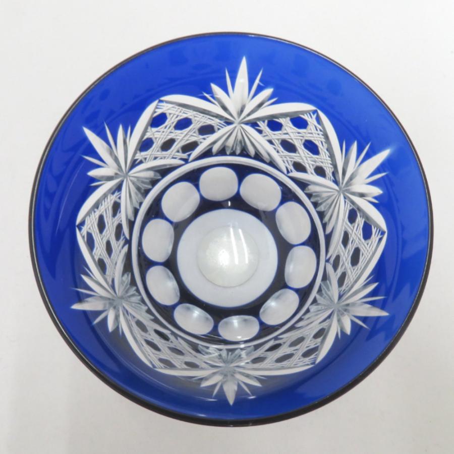 グラス 食器 上海切子 冷茶揃 冷茶グラス 小鉢 5客組 瑠璃色 手づくり