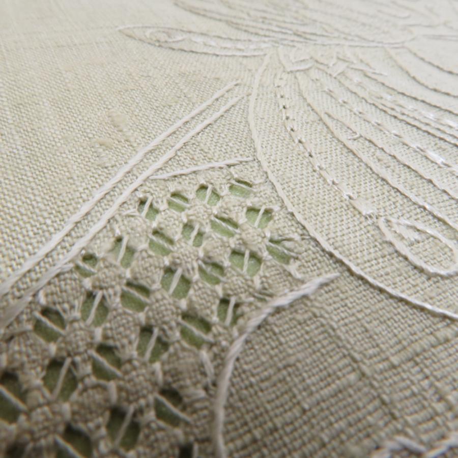 袋帯 洒落袋帯 正絹 紬 薄緑色 黄緑 スワトー刺繍 花鳥文様 お太鼓柄 仕立て上がり 着物帯 長さ444cm【中古】 袋帯 洒落袋帯 正絹 紬 薄緑色 黄緑 スワトー刺繍 花鳥文様 お太鼓柄
