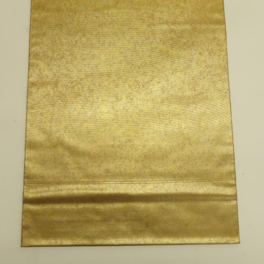 袋帯 金糸 ゴールド系 金色ｘ茶色ｘ多色 刺繍入り 有栖川模様 お太鼓柄 箱付き 正絹 仕立て上がり 長さ472cm_6