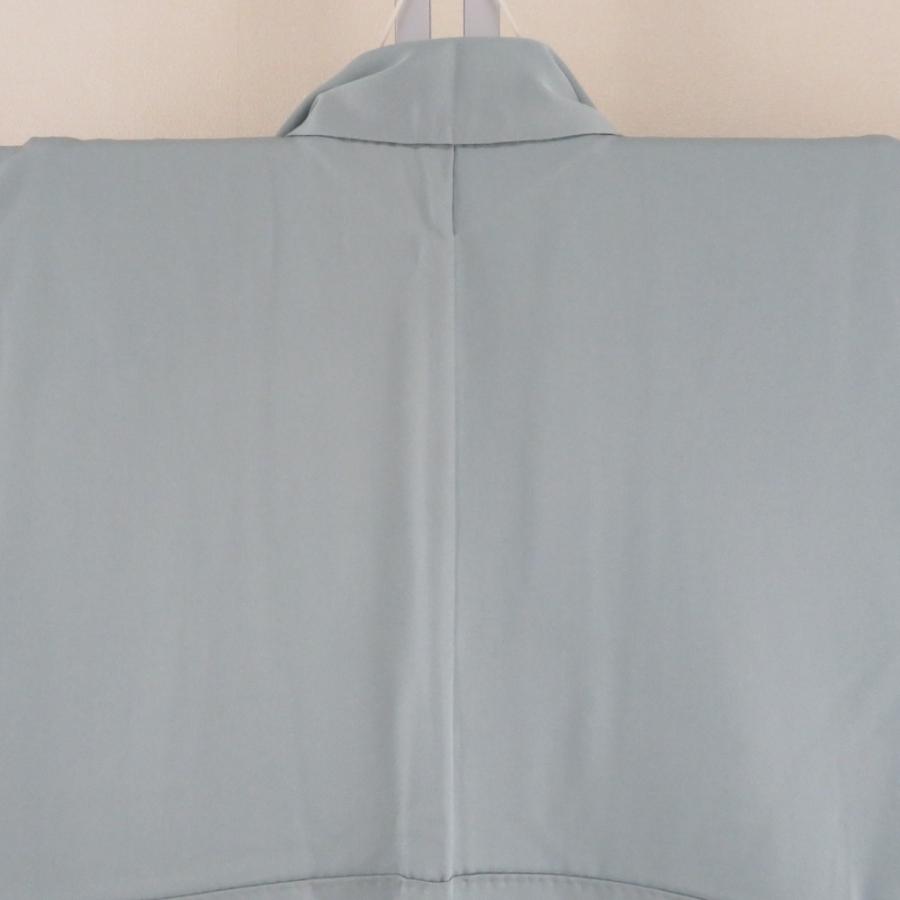 訪問着 スモーキーブルーｘ薄紫色ｘ白色ｘ薄緑色 ぼかし 箔入り 花紋様 広衿 正絹 仕立て上がり着物 身丈158cm_3