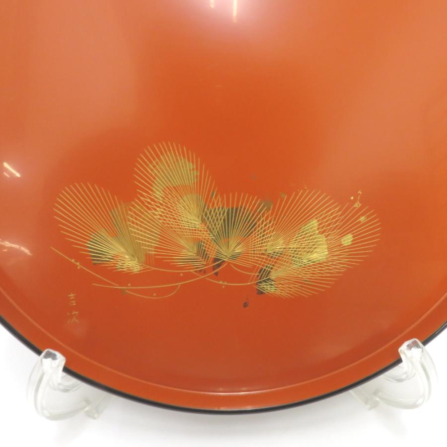 骨董・民芸品 輪島塗 吉次 丸盆 平盆 お盆 漆器 沈金 能登輪島 漆芸