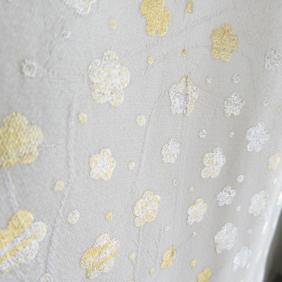 襦袢 礼装用 白色ｘ金色ｘ銀色 箔入り 小梅模様 正絹 地紋入り 半衿付き 広衿 長襦袢 仕立て上がり 女性着物用 身丈130cm |  | 04