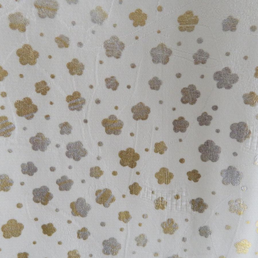 襦袢 礼装用 白色ｘ金色ｘ銀色 箔入り 小梅模様 正絹 地紋入り 半衿付き 広衿 長襦袢 仕立て上がり 女性着物用 身丈130cm |  | 05