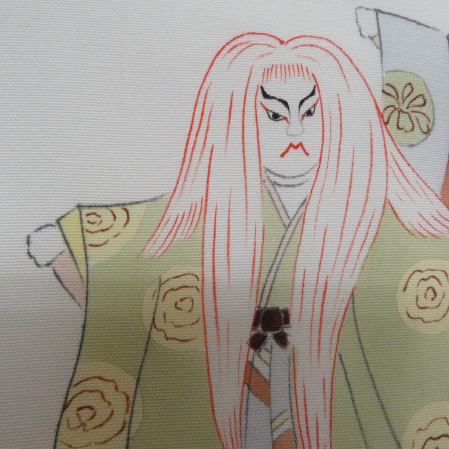 名古屋帯 塩瀬 染帯 白色ｘ多色 白連獅子紋様 正絹 お太鼓柄 カジュアル 仕立て上がり 着物帯【中古】 名古屋帯 塩瀬 染帯 白色x多色 白連獅子紋様 正絹 お太鼓柄