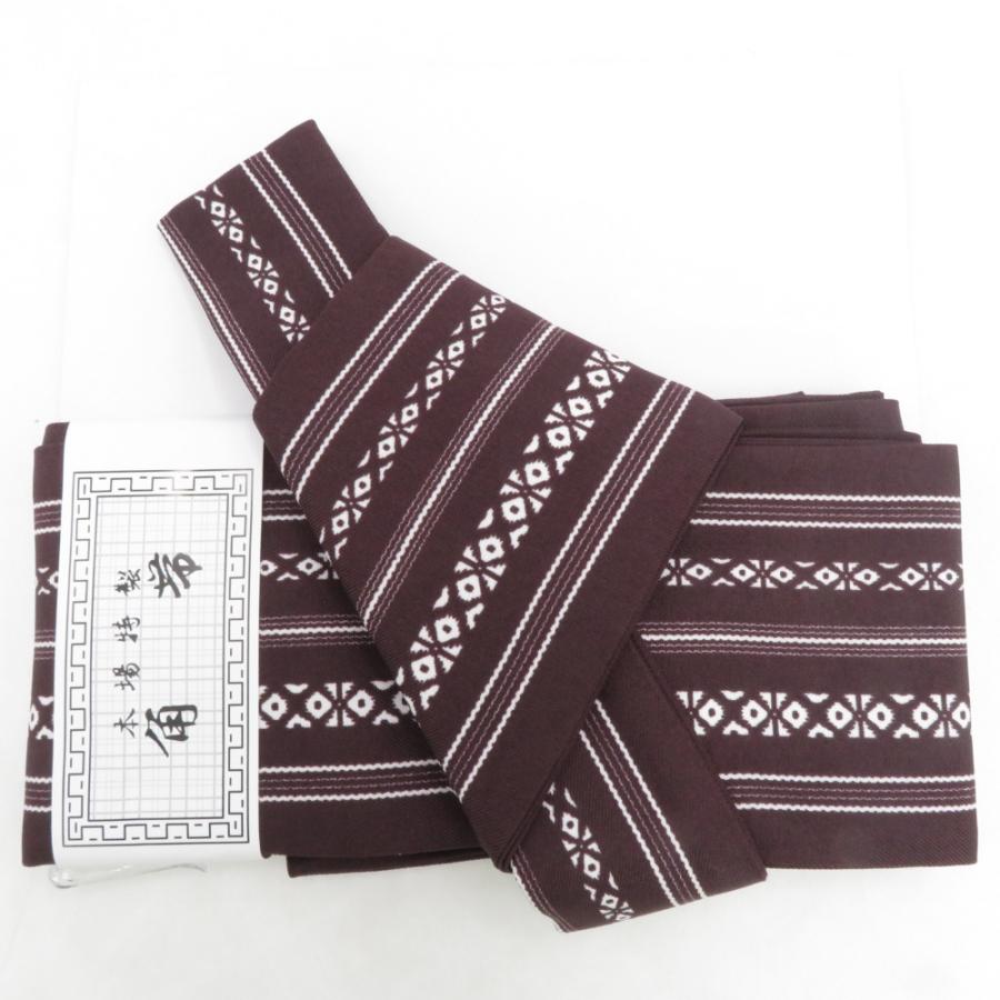 角帯 ワンタッチ角帯 ポリ100％ プリント柄 献上柄 茶色ｘ黒色 紳士 男性用 定番 浴衣帯 メンズ かんたん着付け 着物 和装  新品 | 