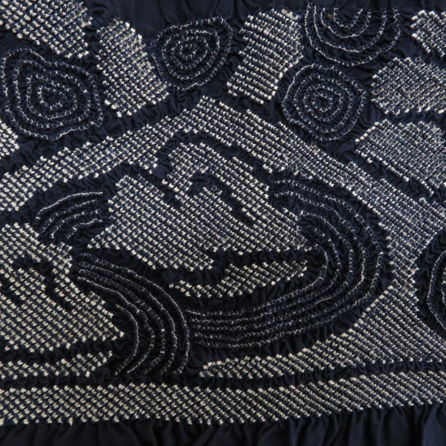 男帯 絞り 大人用 兵児帯 風景模様 正絹 紺色 男性用 カジュアル メンズ へこ帯 男物 鹿の子 しぼり 普段着物用 長さ384cm |  | 02