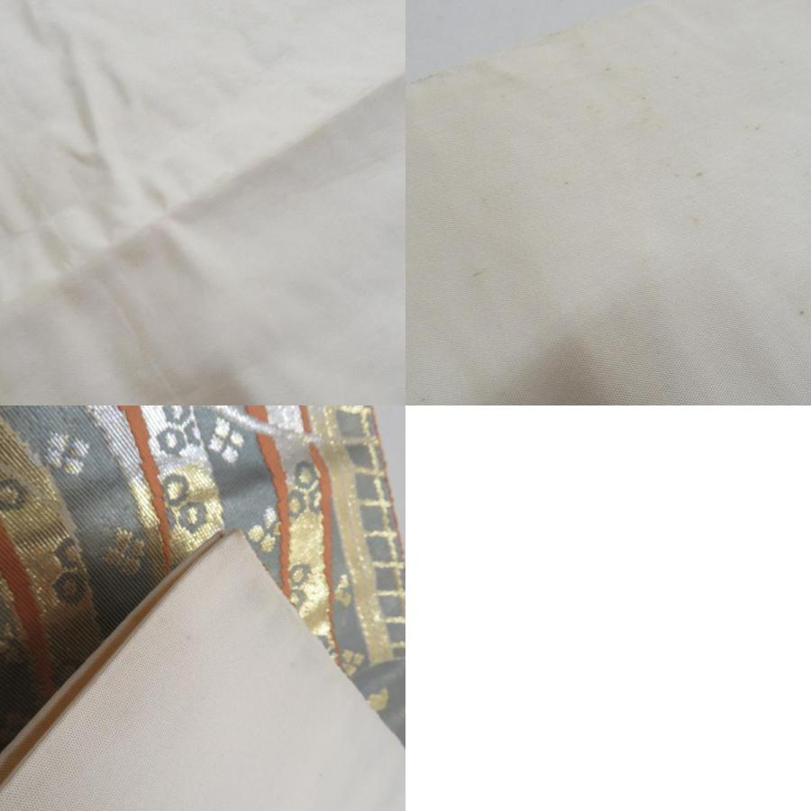袋帯 金糸 灰色ｘ金色ｘ銀色 平安文様 二重箔織 六通柄 正絹 フォーマル向け 着物帯 長さ424cm |  | 09