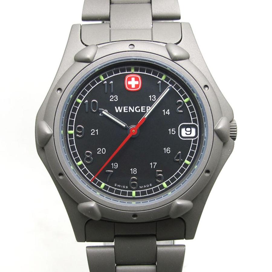 WENGER ウェンガー 腕時計 7211X 黒文字盤 デイト クォーツ 美品  
