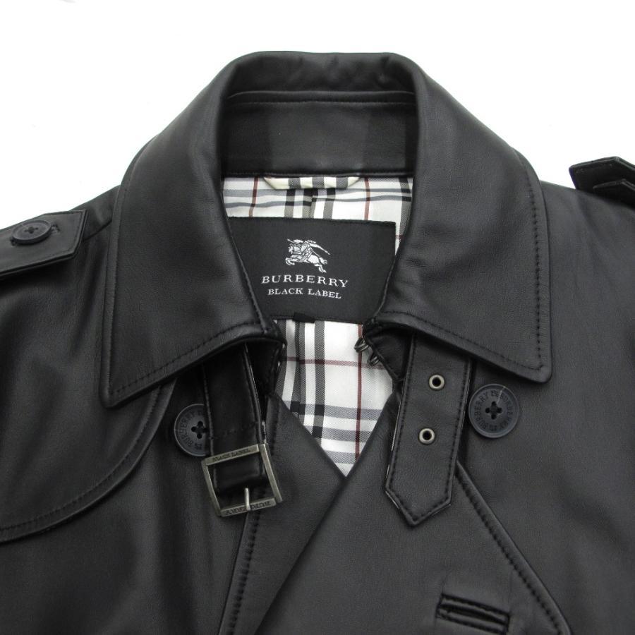 BURBERRY BLACK LABEL バーバリーブラックレーベル トレンチコート ラムレザー 羊革 Mサイズ BMA36-707 ブラック チェック メンズ｜cocoroad｜03