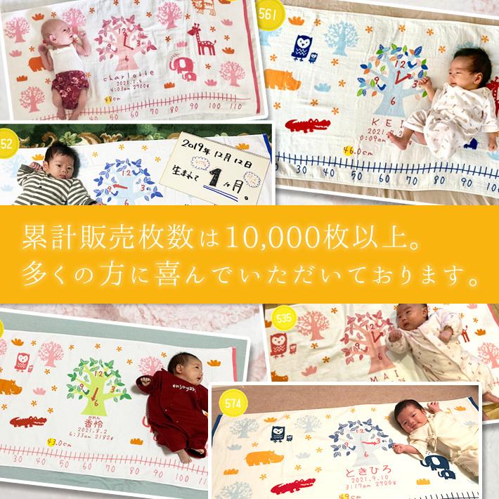 ●eギフト● メール納品 出産祝い 「ここふわ」 今治製 名入れ ガーゼケット 120cm×60cm やわらか無撚糸ガーゼ  男の子 女の子 赤ちゃん ベビー お仕立て券の画像