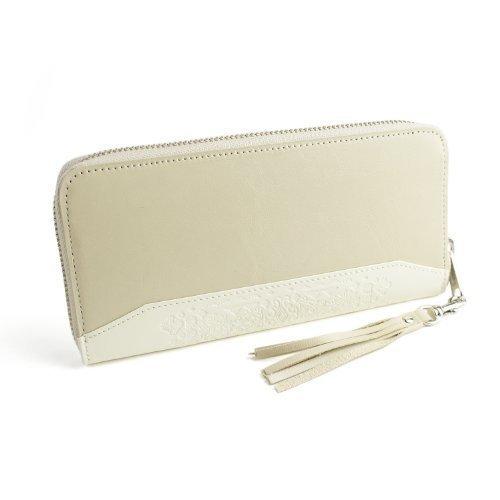 パッカパッカ pacca pacca 日本製 本革 長財布 ラウンドファスナー アラベスク 馬革 牛革 (ホワイトベージュ) ウェア&シュー pacca 日本製 本革 長財布 ラウンドファスナー アラベスク 馬革 牛革 ホワイトベージュ ウェア&シュー