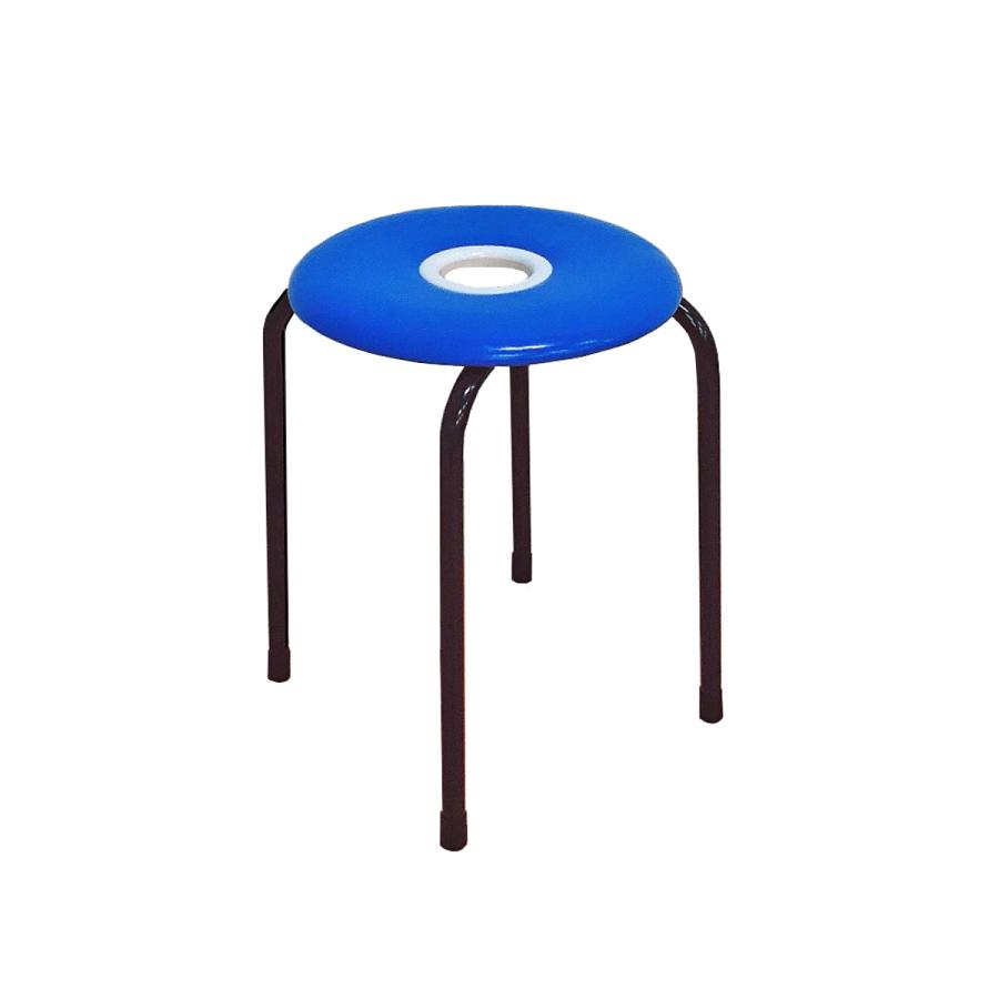 日本製 パイプ椅子 ドーナツ スタッキングチェア 座面高42cm 丸椅子 丸イス スツール 丈夫 長持ち ブルー 青 mt-073bl |  | 05