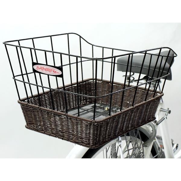 AMC-R400 籐かご風 リアバスケット 大型 大きめ 深い 自転車かご