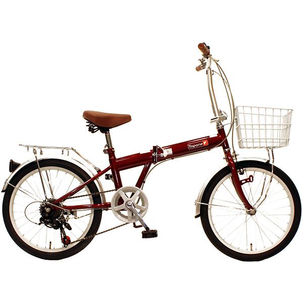 折りたたみ自転車  TOPONE（トップワン） 20インチ カゴ、カギ、ライト付き 6段変速 KGK206LL-09 モスグリーン TOPONE（トップワン） KGK206LL 折りたたみ自転車 軽量 20インチ カゴ
