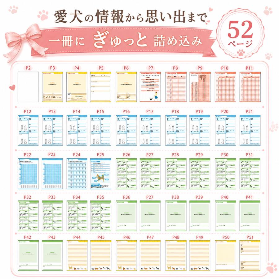 愛犬手帳 【名入れあり】 いぬ 愛犬健康手帳【獣医師 監修】犬 雑貨 グッズ A6サイズ カバー付き 52ページ 病院カルテ 体重管理 犬用母子手帳 |  | 08