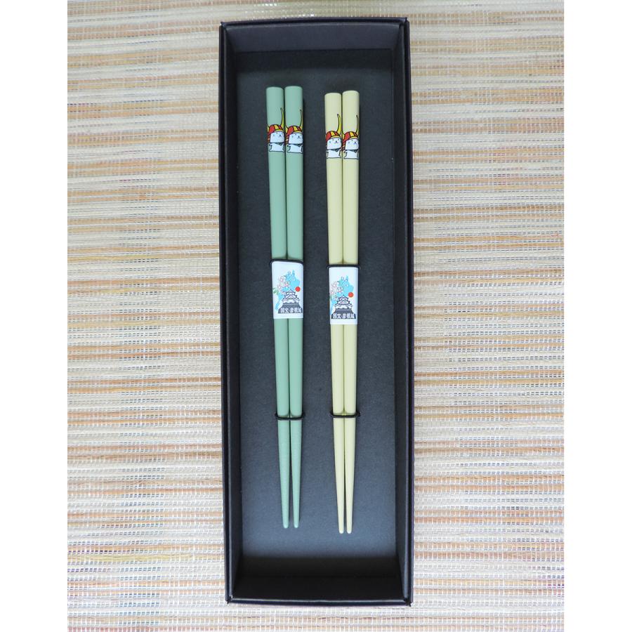 ひこにゃんカラー箸二膳入（黒箱） 【片山木工所】 : 滋賀の名品